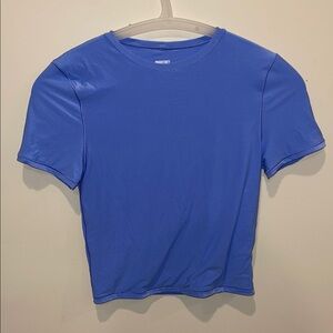 aerie Women's Crop Crew Tee in Blue